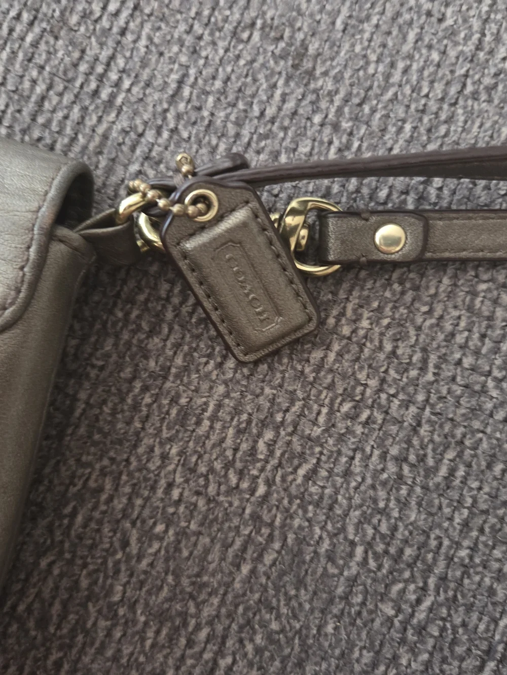Coach Brown Leather Wristlet Clutch with Gold Logo